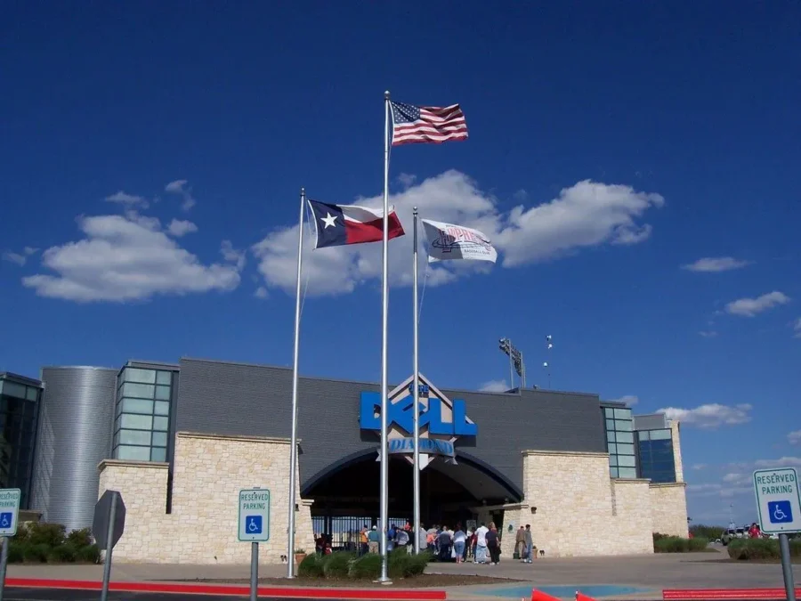 Flags in front of a building in Round Rock